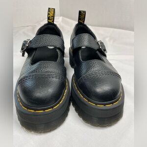 Dr. Martens Addina Flower Buckle Black  Leather Platform Women’s US 9